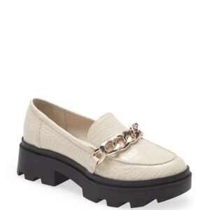 Elegant Cream Chain Loafers